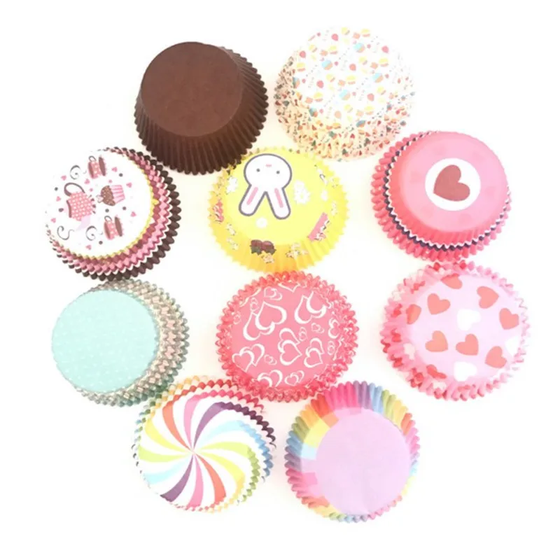 

100PCS/Set Muffin Cupcake Paper Cups Cake Forms Cupcake Liner Baking Muffin Box Cup Case Party Tray Cake Mold Decorating Tools