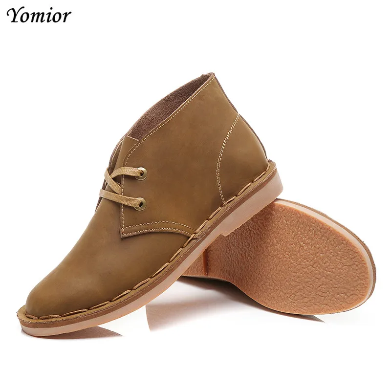  Yomior Autumn Winter Vintage Round Toe Genuine Leather Casual Shoes Men High Quality Outdoor Work C
