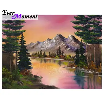 

Ever Moment Diamond Painting Mountain River Tree Full Square Drill Home Decoration Cross Stitch Diamond Embroidery Mosaic 3F533