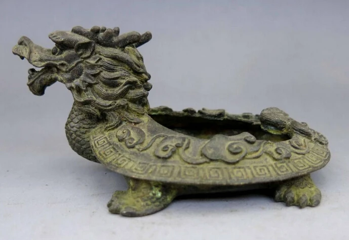 

wholesale factory China old bronze copper carved Dragon turtle Incense burner censer Statue