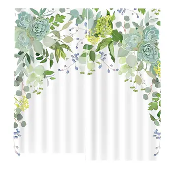 

Flower Curtain 2 Pieces/SET Window Curtains for Home Kitchen Living Room Bedroom Curtain for Window Decoration