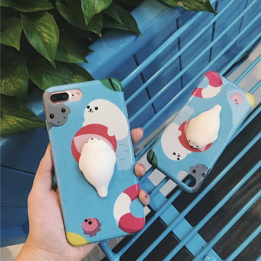 Squishy Seal Phone Case For Iphone 7 7 Plus Case Lovely 3d TPU Soft