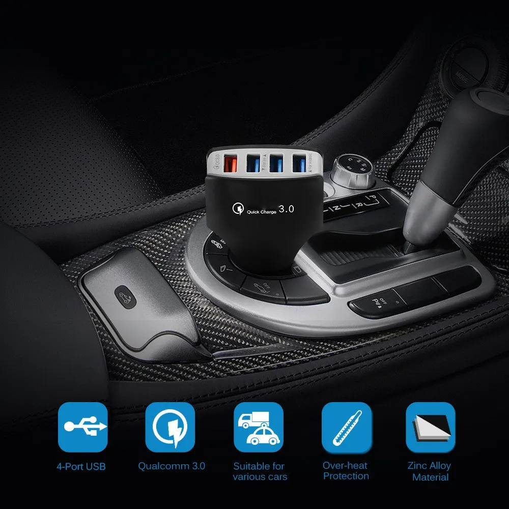 QC 3 0 Автомобильная usb зарядка 12 В 24 в 4 порта Быстрая для мобильного телефона iPhone