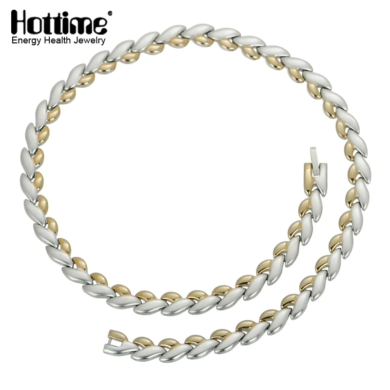 Hottime Stainless Steel Necklace Golden Men's Fashion Health