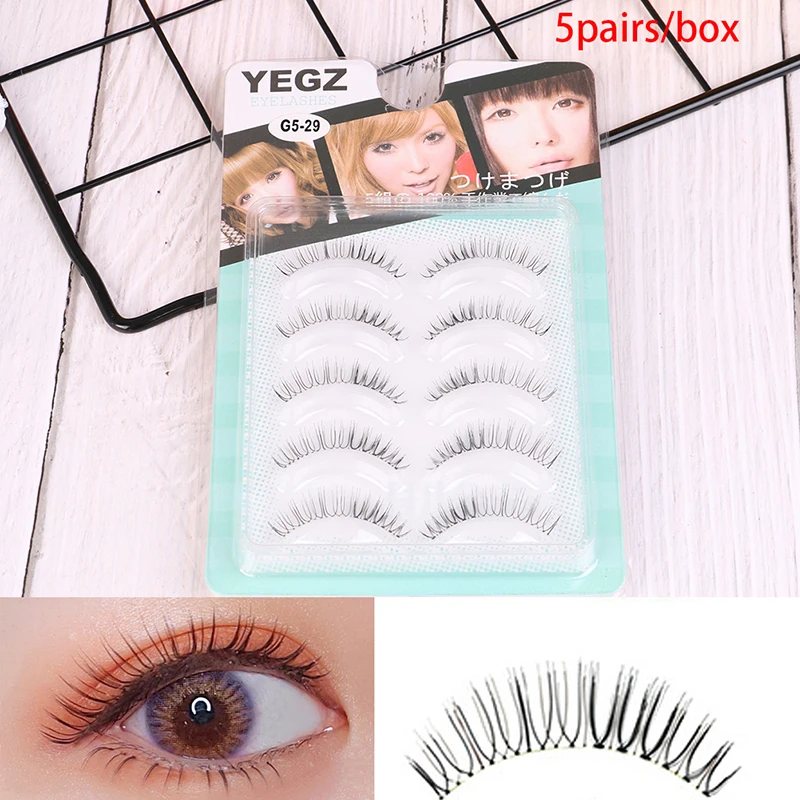 Fashion 5 Pair False Eyelashes NO glue  Messy Natural Cross False Eyelashes Make up False Eyelashes