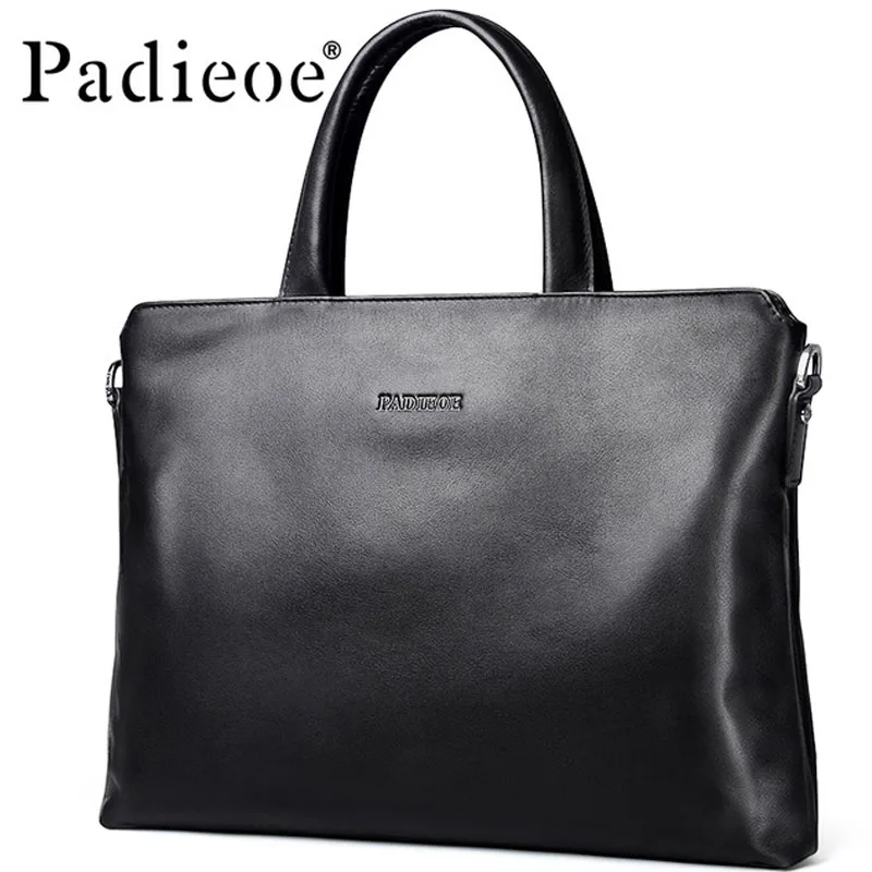 

New luxury genuine real cow men's briefcase fashion solid color one shoulder business laptop casual messenger bag fast delivery