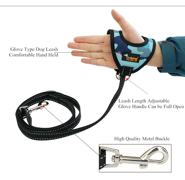 Hand-held Glove Type Pet Dog Leashes Reflective Strip Camouflage Pet Leads Dog Leash Pet Dog Accessories 140cm Length (6)