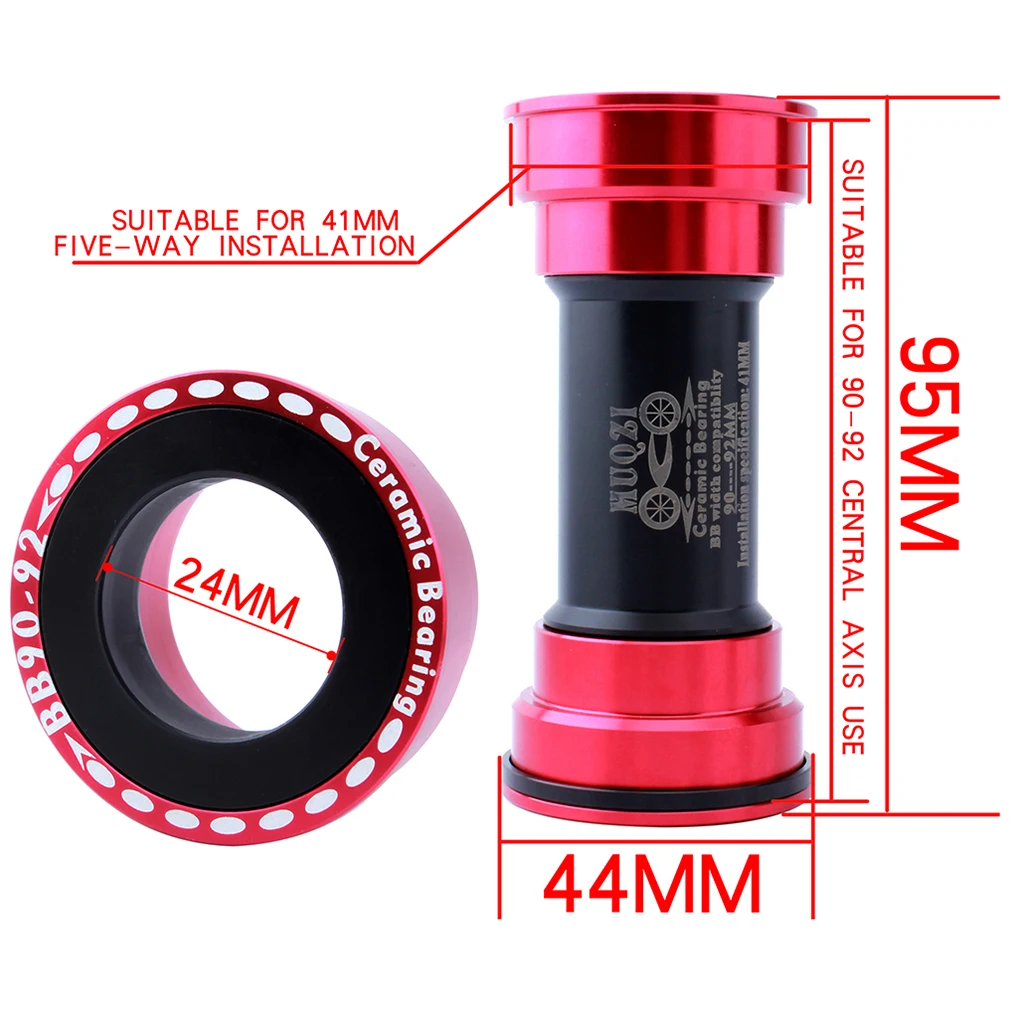 MTB Bike BB 90-92 Bottom Bracket Crank Crankset Axis Shaft with Spacer and Diameter Adapter Converting Bushing