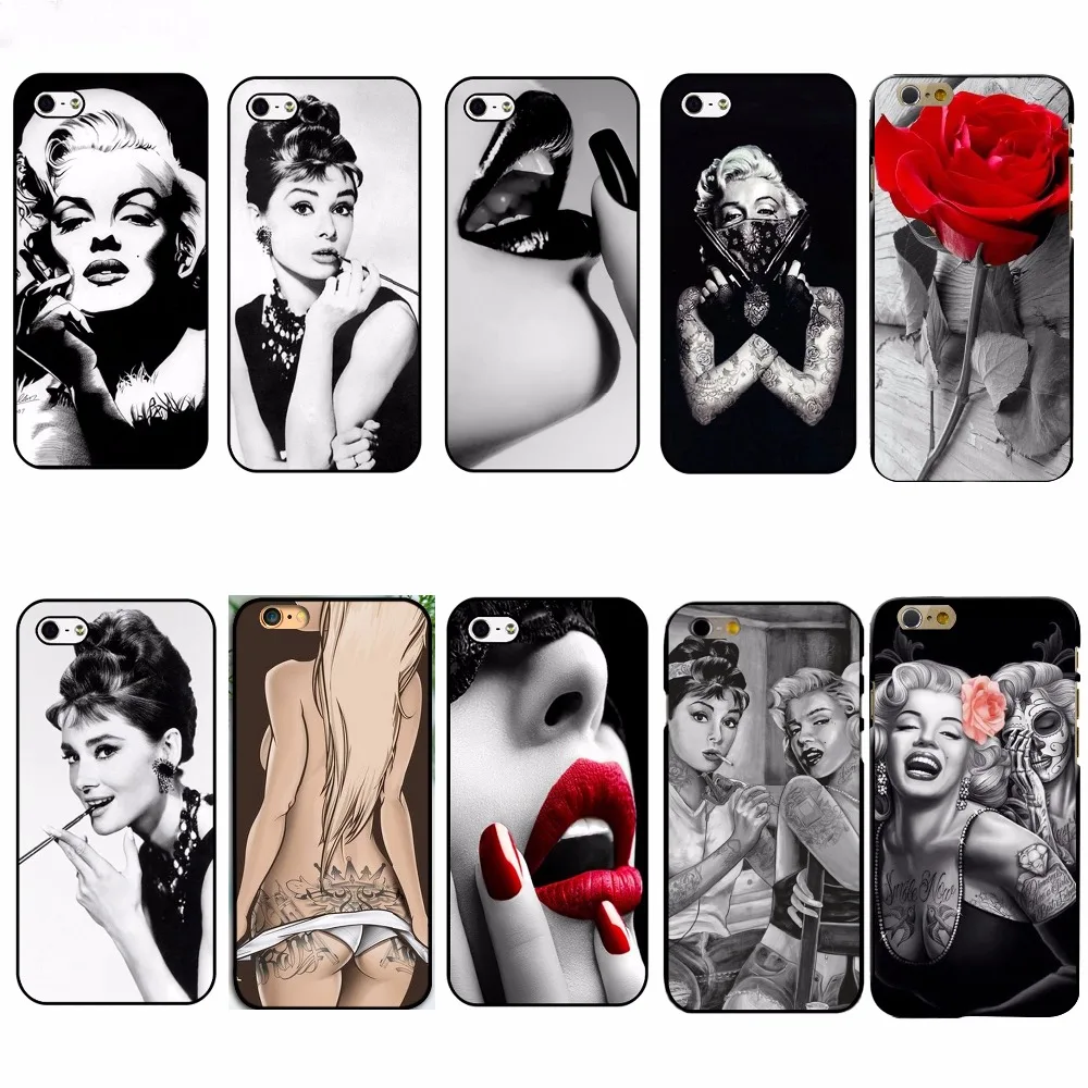 

XIAOCHENGGUI Sexy Girls / Marilyn Monroe tattoo Phone Hard Case Cover For iphone 4 4s 5s 5 SE 6 6s 8 6/7/8 plus X XS XR XS Max