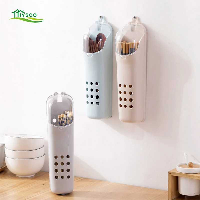 Wall mounted chopsticks cage with cover dust chopsticks tube kitchen