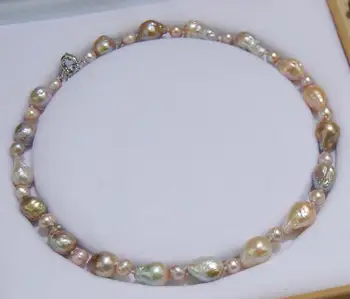 

Beautiful 7-8mm & 10-14 mm Baroque Lavender Pearl Necklace 18" 36" AAA