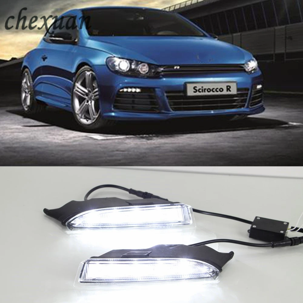 

CSCSNL 1 set LED DRL Daytime Running Lights with Turnnig Yellow signal For VW Volkswagen Scirocco R Line 2010 2011 2013 2014