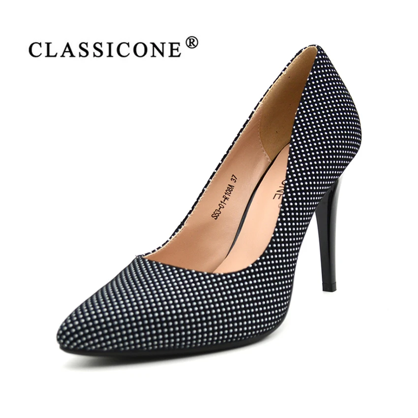 

CLASSICONE high heels shoes Thin Heels Pointed Toe Spring Autumn shoes woman Genuine leather fashion Free shipping