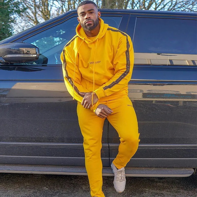 DERMSPE  Sport Suit Men Bodybuilding Jacket Pants Sports Suits Basketball Clothes Gyms Fitness Running Set Men Tracksuits