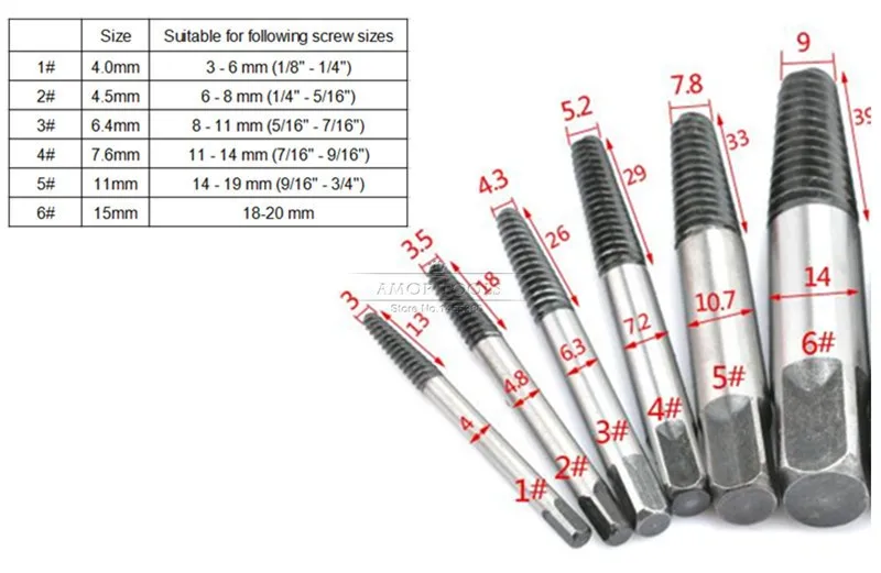 EVANX поврежденный Винт экстрактор болт экстрактор сверла набор из 5 шт/6 шт