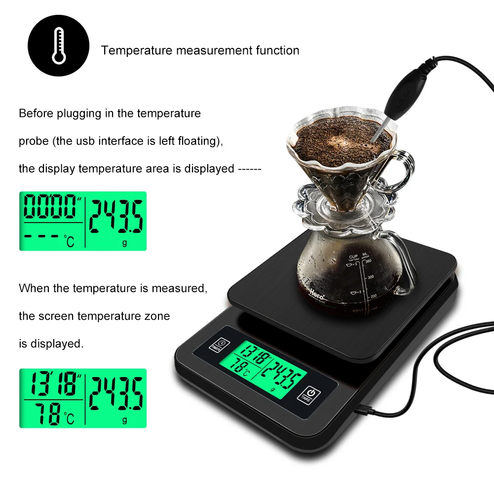 Yieryi портативные кофейные весы 2 кг/1 г 1кг/0,1 г с таймером электронные цифровые кухонные весы высокой точности с жк-дисплеем электронные весы