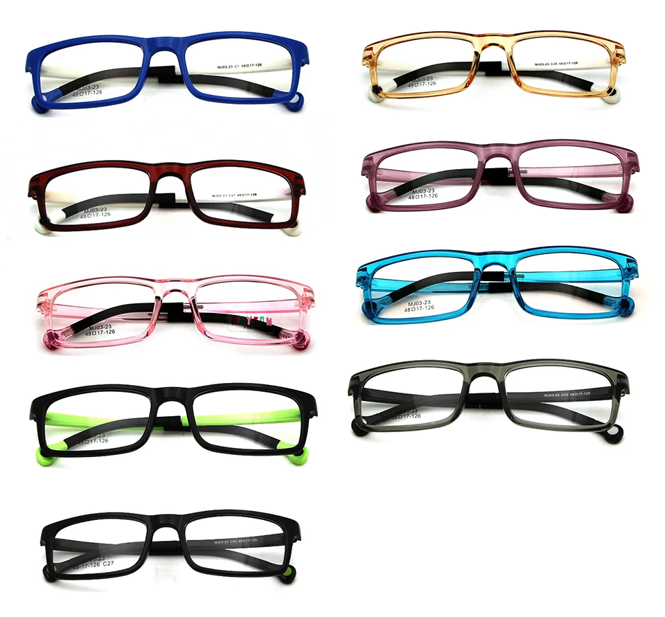 ESNBIE Cool Kids Glasses Frames Boy Girl Rectangular Kid's Eyeglasses Nerd TR90 Flexible Children Plastic Memory Rx Lens