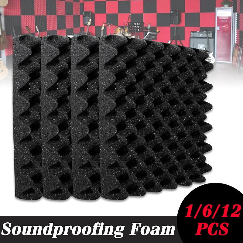 

1/6/12pcs 30*30*6cm Soundproofing Foam Acoustic Foam Sound Treatment Studio Room Absorption Wedge Tiles Polyester foam