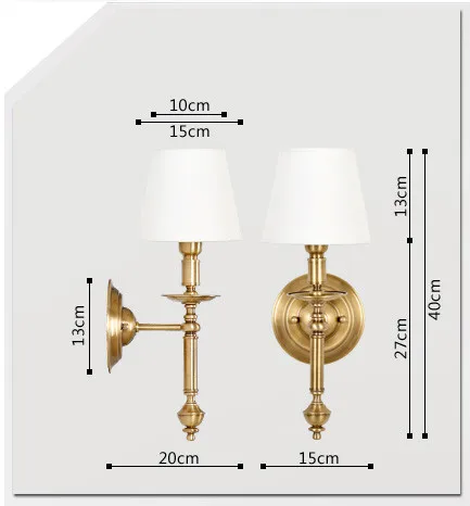 Европейские современные Стиль прикроватные золотистые железные сплав светодиодный E27 настенный канделябр Освещение в помещении с белая ткань Тень для Украшения в спальню