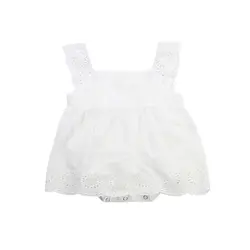 Новорожденных Платье для маленьких девочек принцесса белый комбинезон без рукавов Платья для женщин Детские комбинезоны пляжный костюм