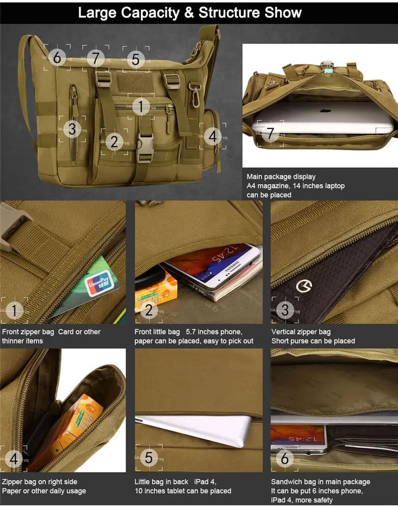14 Inch Military Tactical Sling Bag