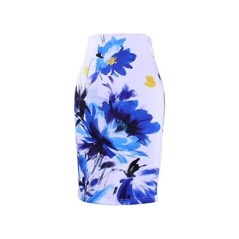 WWP0043 Модные женские юбки-карандаш в стиле ретро с фиолетовым цветочным принтом, повседневные женские миди юбки saias, женские узкие юбки в стиле Лолиты для девочек - Цвет: WWP0043