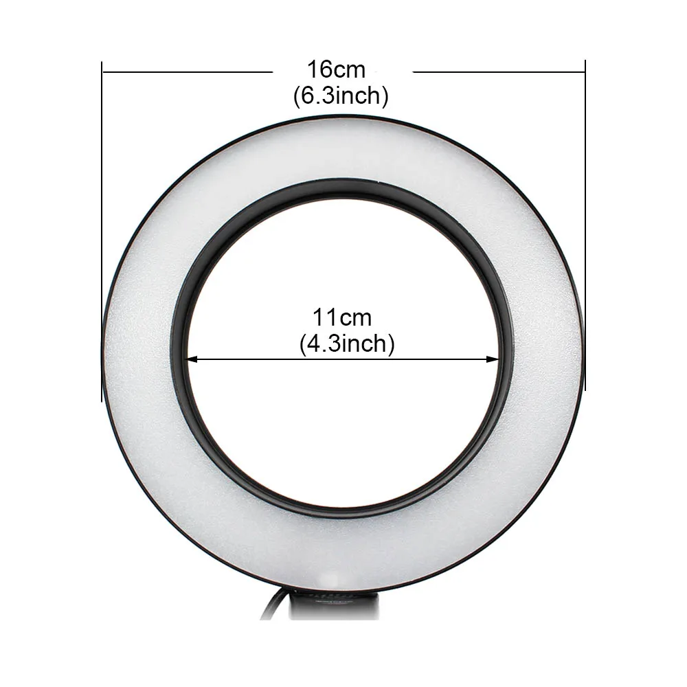 Кольцевой светильник 16 см для селфи, небольшой многофункциональный светодиодный светильник с регулируемой яркостью для сотового телефона, камеры, живой поток, макияж, Youtube, Facebook