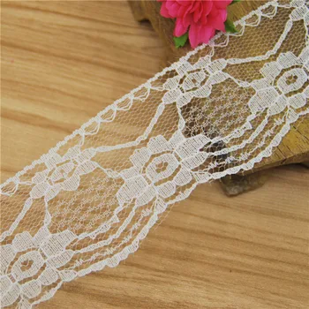

White Polyester Lace 45mm Trim Accessories Fabric Sewing Cloth Wedding Dress Decoration Ribbon Craft Supplies 200 yards L057