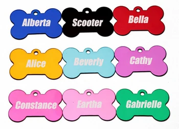 

500 pcs/lot Personalized Customized Blank DIY ID Custom Bone Double Tag Pet ID Tags Pet Collar Accessories