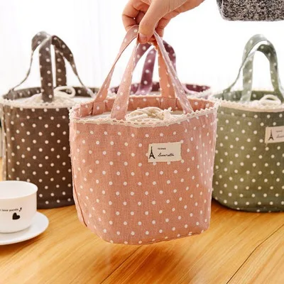 1PCS 120ml Sweet Wave Cotton Linen Lunch Organizer Storage Box Dinnerware Bag Container | Дом и сад
