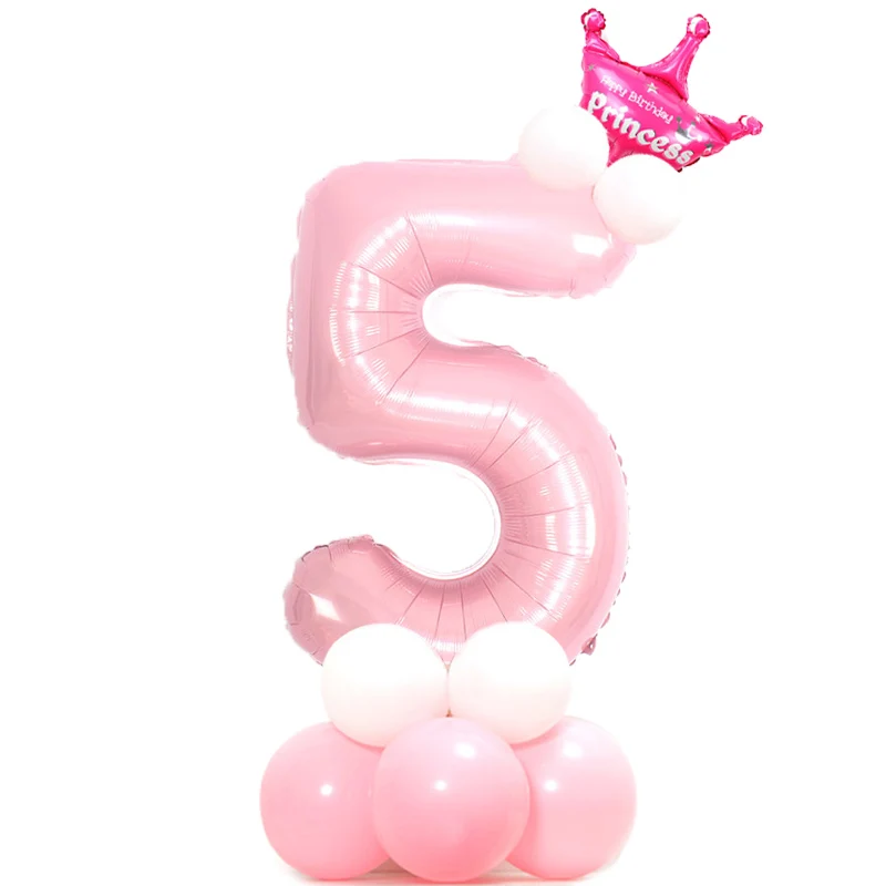 KAMMIZAD 17 шт./лот anniversaire Микки красные цифры воздушные шары для 1. Украшения для дня рождения, Детские фольгированные баллоны Минни, балоны - Цвет: ZG pink set(5)