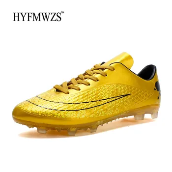 

HYFMWZS Krasovki Boys Soccer Shoes Superfly Original Gold Soccer Shoes Men Chuteiras Non-slip Long Spikes Soccer Shoes Football