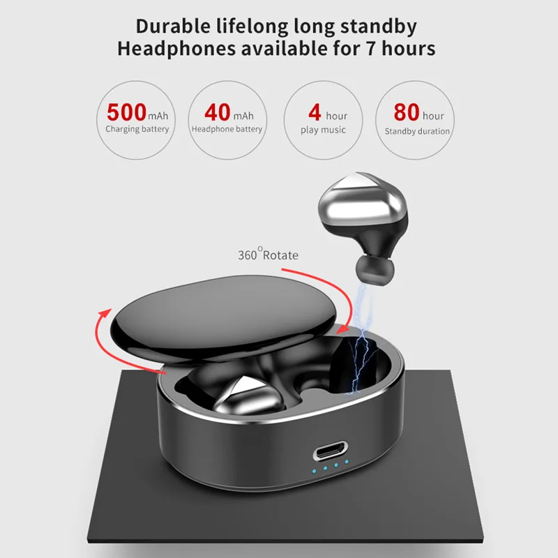 Teamyo T50 TWS Bluetooth гарнитура Беспроводные наушники Handfree 360 Вращение спортивные для