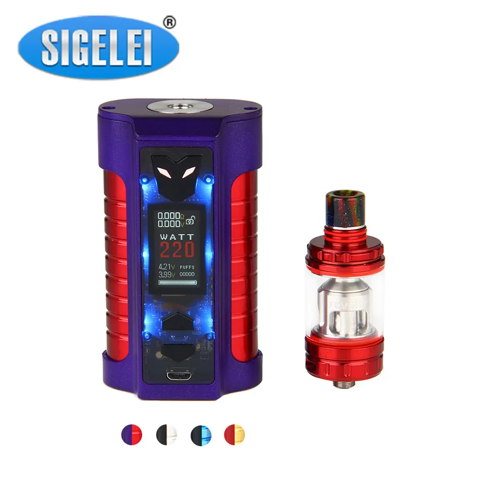 

Original Sigelei MT 220W TC Kit with 4ml Revolvr Tank & Huge TFT Color Screen Max 220 Output No 18650 Battery Box Mod Vape Kit