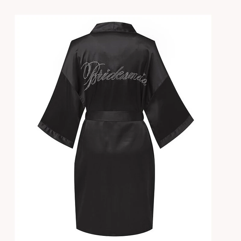 New Solid Belt Silk Kimono Bridesmaid Bathrobe Women Silk Robes Hot