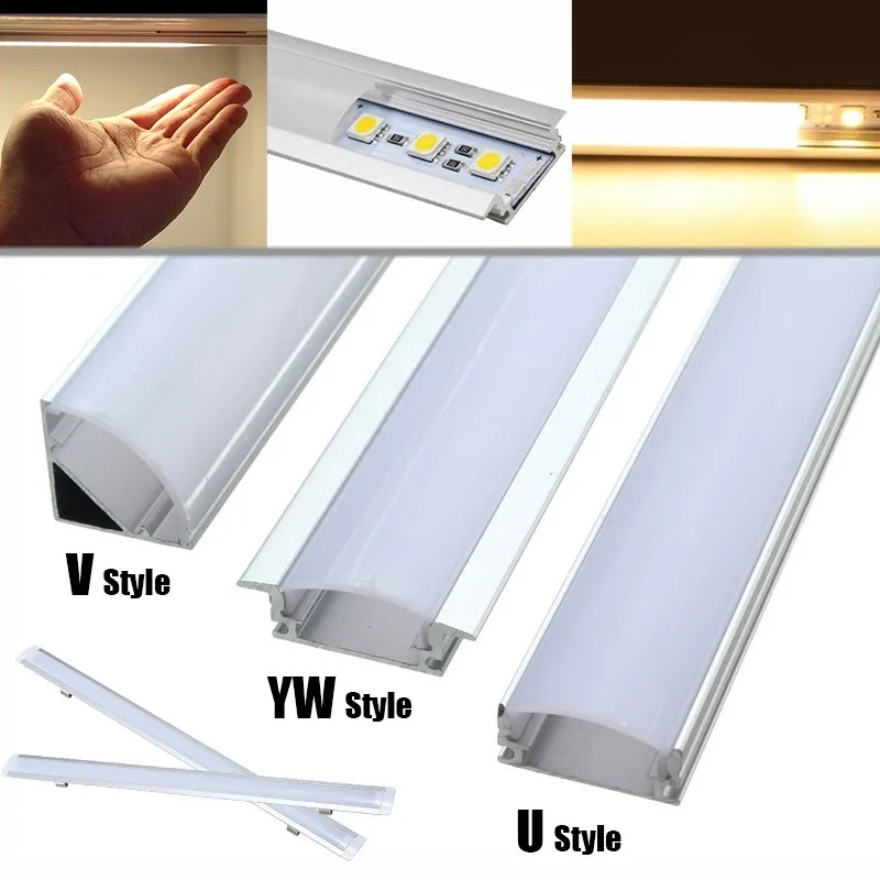 

30/50cm U/V/YW Style Aluminium Milk Cover Rigid Channel Holder For LED Strip Bar Light DIY Lighting Under Cabinet Cupboard Lamp
