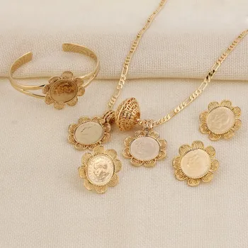 

Sky talent bao New Arrival Coin Jewelry sets America&Canada&Isreal&Netherlan Gold Coin 5pcs Set yellow Gold GF Europe Jewelry