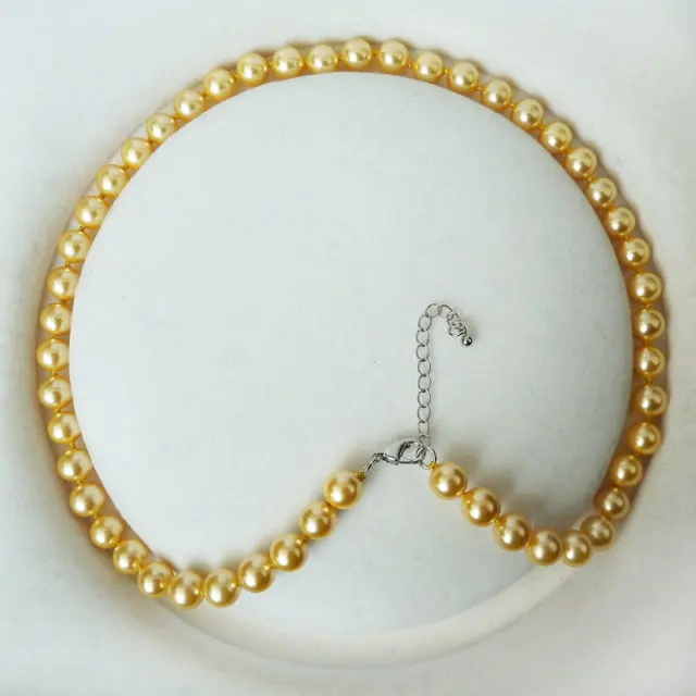 

wind strands 8mm Genuine gold south sea pearl necklace gold pearl necklace Sweater Chain Women Gift word 925 silver jewelry