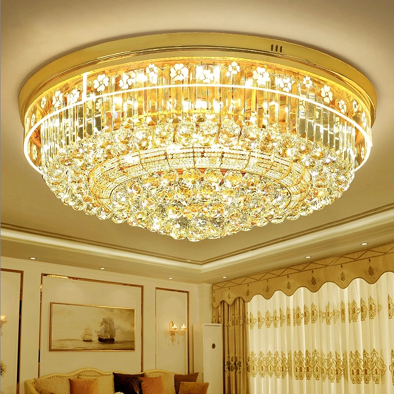 

Simple modern crystal lamp living room led ceiling lamp bedroom lighting round European restaurant ceiling lights fixtures