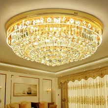 Simple modern crystal lamp living room led ceiling lamp bedroom lighting round European restaurant ceiling lights fixtures crystal ceiling lamp bedroom led living room simple modern atmospheric luxury restaurant lights led ceiling lamp led lighting