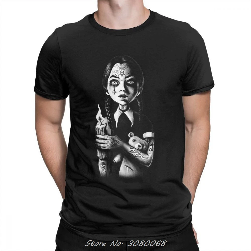 

Helloween Horror Addams Family Men's T Shirt Amazing Cotton Short Sleeve Tees O-neck T-shirt Streetwear Tops