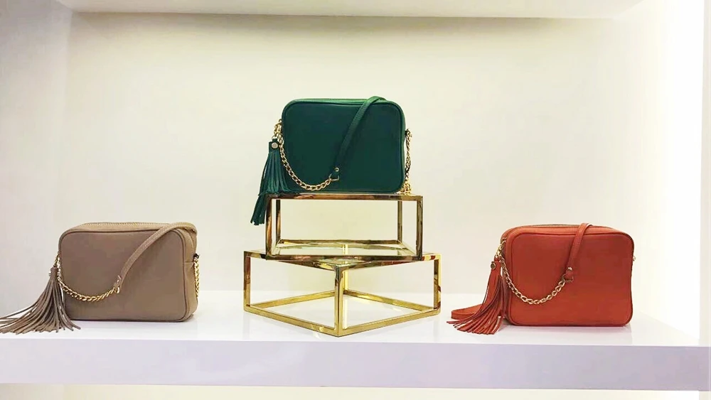 polished gold store display