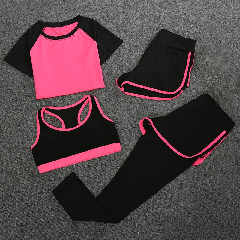 

4PCS New Yoga Clothes Suit Fitness Women's Running Fast Dry Leisure Sportswear Lady Yoga Clothes Suit running training workout