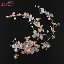 Винтажный цветок невесты бисером головной убор мягкая цепочка повязка на голову узел свадебные аксессуары DQG342