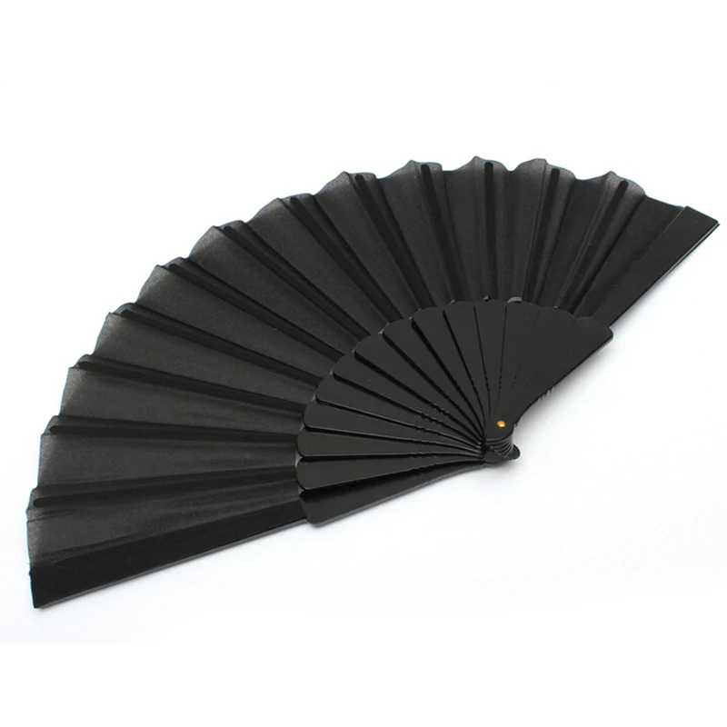 23cm Summer Portable Women Fans Solid Black Folding Hand Fans Craft