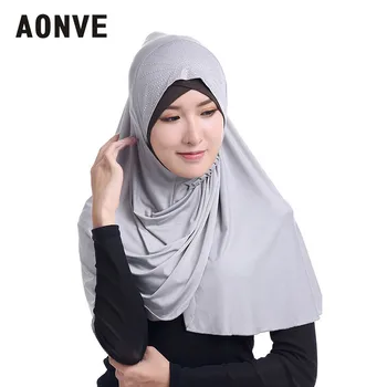 

Aonve Musulman Plain Long Hijab For Women Prayer Wear Neck Cover Islamic Femme Turban Saudi Arabic Ladies Casual Headscarf
