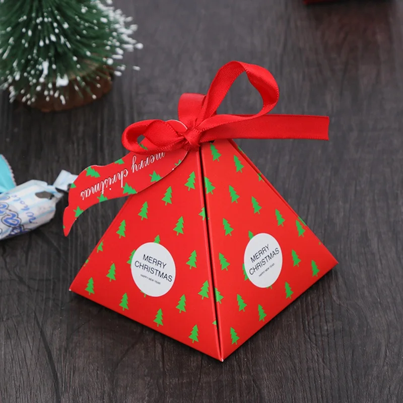 LBSISI Life 5 комплектов, веселая Рождественская елка, конфета, Подарочная коробка, бумажная коробка, Подарочный мешок, декоративный контейнер, принадлежности с открытка с лентой - Цвет: Red Box As Picture