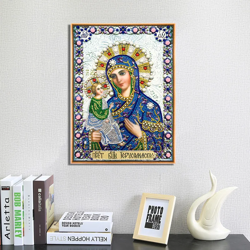 RUBOS DIY Diamond Painting Icons Theotokos Jerusalem Religion Diamond Embroidery 5D Big Bead Pearls Glass Mosaic 3D Crystal Sale (12)