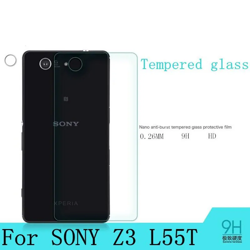 

Back glass Premium Tempered Glass Cover for Sony Xperia Z3 L55T Case Film 9H Screen Protector Protective Film with Clean Tools