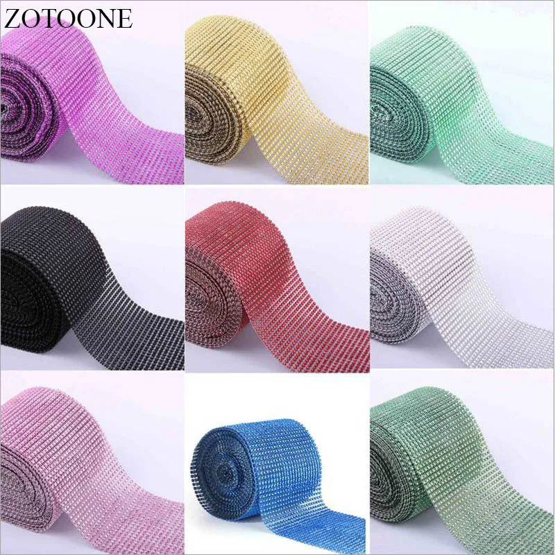 

ZOTOONE 5 10Yard Strass Hotfix Rhinestones for Clothes Handicrafts 24 Rows Trim Stickers Rhinestone Appliques for Nails Decor C